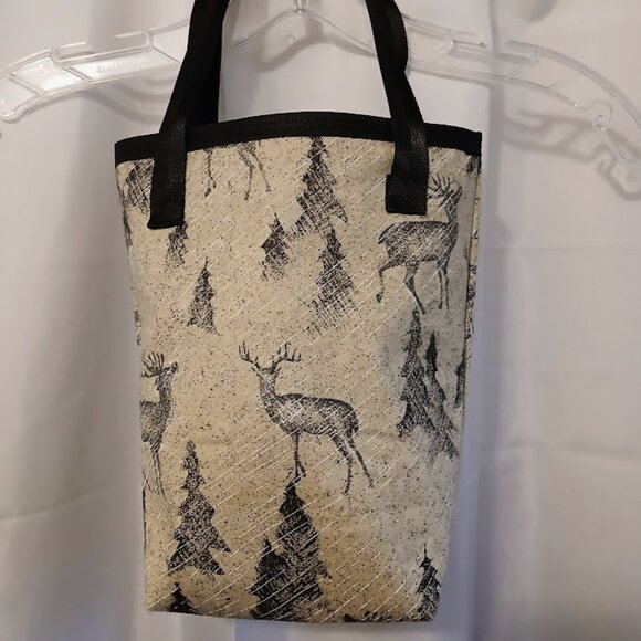 NEW Reusable Fabric Gift Bag Buck Deer Christmas Flannel double handle 10x6x4" - Picture 1 of 11